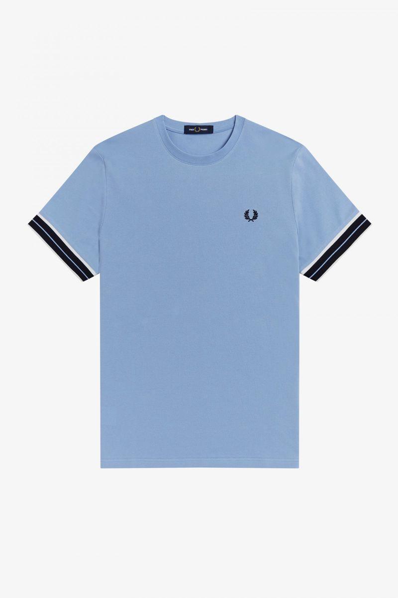 Blue Fred Perry Tramline Tipped Piqué Men's T Shirts | PH 1793CTVE